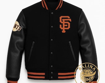 Chaqueta universitaria unisex de los Giants de cuero y lana, abrigo de béisbol de San Francisco con letras