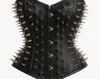 Women's Spiked Leather Corset Punk Gothic Waist Training Overbust Corset
