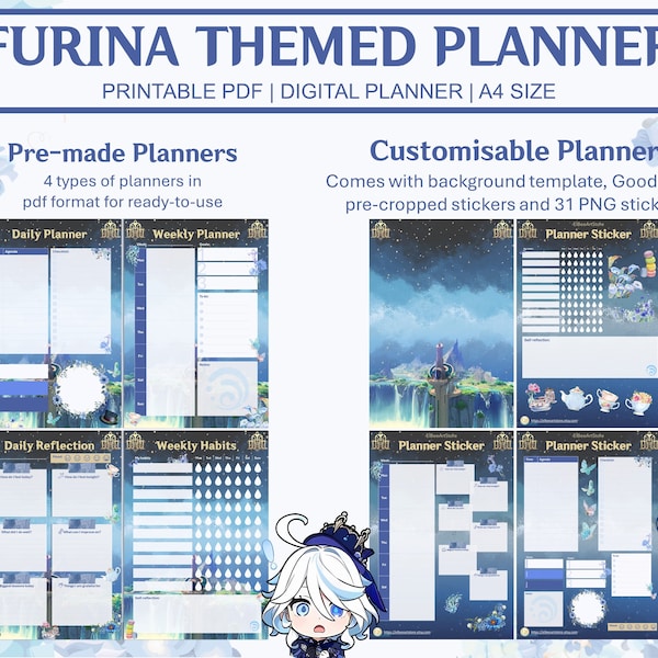 Furina Digital Planner | Genshin Impact Digital Planner | Printable PDF | Digital Download
