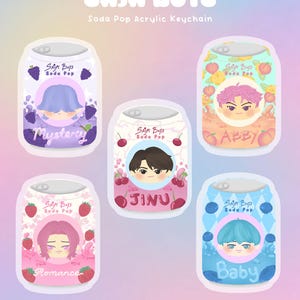 KPOP Demon Hunters | Saja Boys Soda Pop flavour Acrylic Keychains | Jinu, Abby, Baby, Mystery & Romance keychains