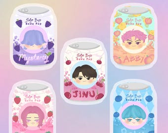 KPOP Dämonenjäger | Saja Boys Soda Pop Geschmack Acryl Schlüsselanhänger | Jinu, Abby, Baby, Mystery & Romance Schlüsselanhänger
