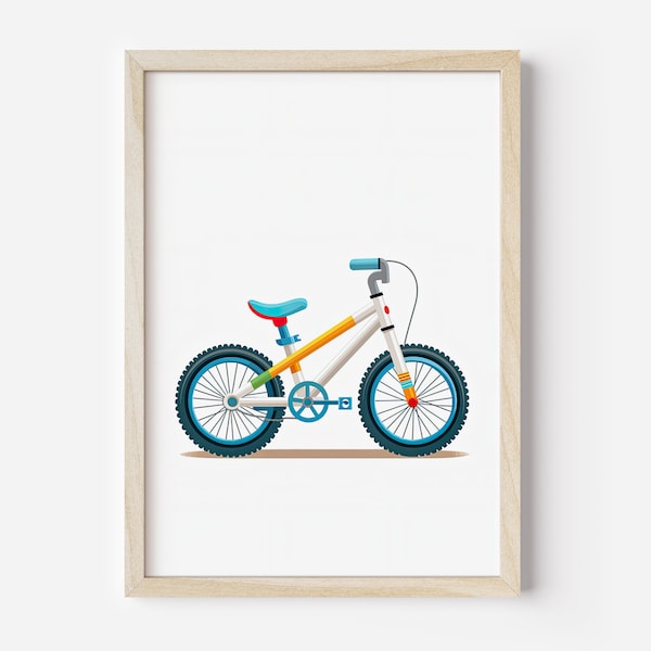 Mountain Bike Digital Print, Boy Nursery Decor, Mountain Bike Print Nursery Wall Art, Adventure Print, Nursery Decor