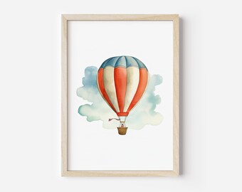 Hot-Air Balloon Digital Print, Boy Nursery Decor, Hot-Air Balloon Print Nursery Wall Art, Adventure Print, Nursery Decor