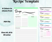 Recipe Template - Recipe Printable - Recipe Book - Recipe Planner - Homemade Cookbook - Recipe Sheet Template - Recipe Binder - Recipe PDF