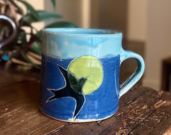 Handmade Ceramic Mug: Lisbon Swallows Design, 270ml