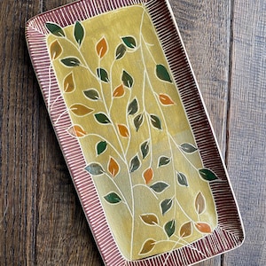 Handmade Rectangular Serving Tray: Decorative Ceramic Tray image 1