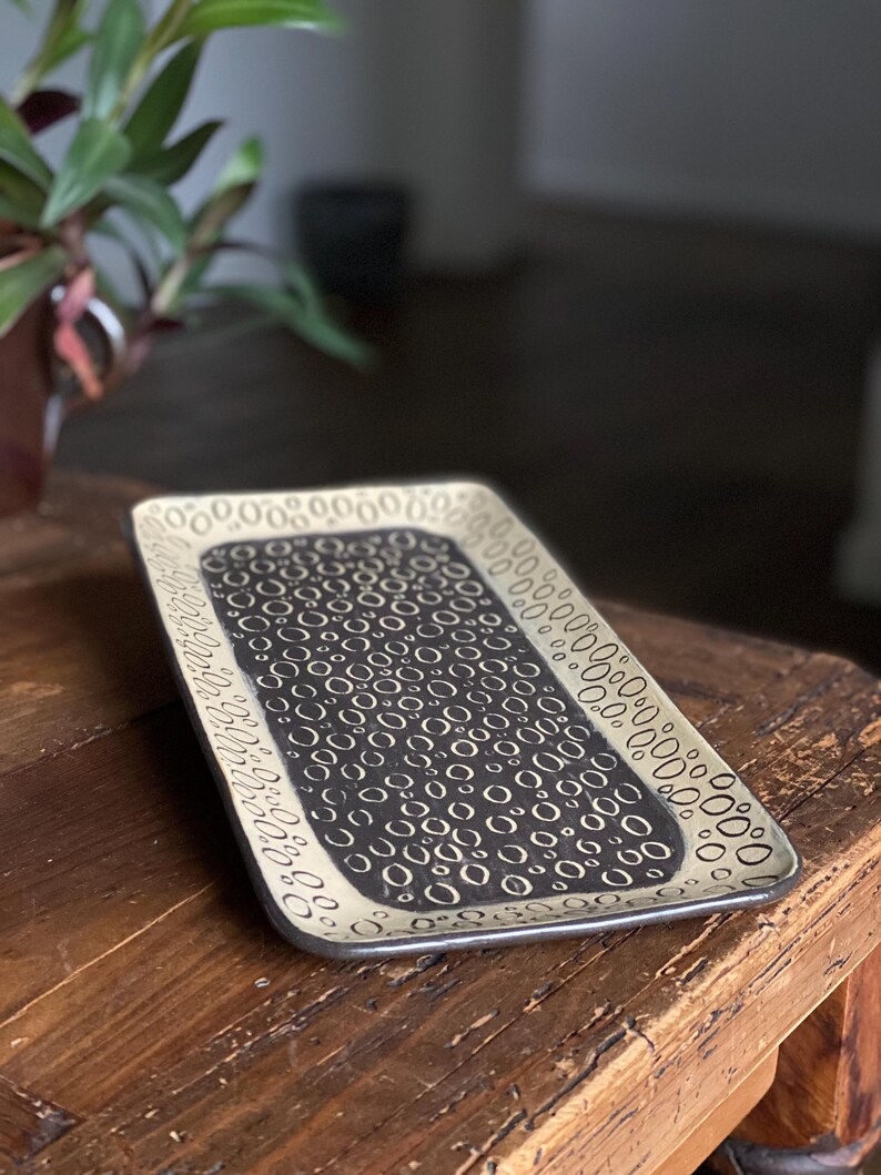 Handmade Rectangular Serving Tray: Decorative Ceramic Tray image 3