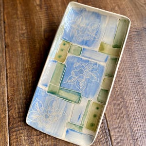 Handmade Rectangular Serving Tray: Decorative Ceramic Tray image 2