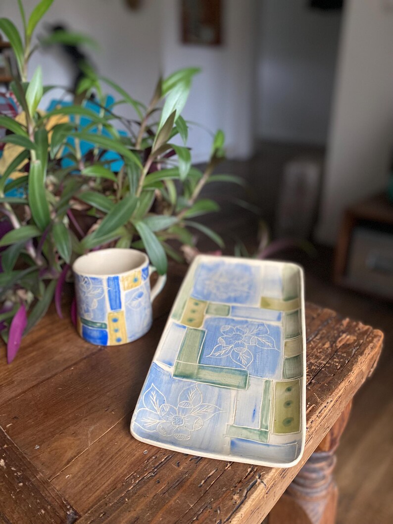 Handmade Rectangular Serving Tray: Decorative Ceramic Tray image 13