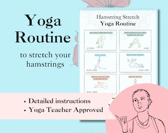 Hamstring Yoga Stretch Routine - Beginner-friendly - Flexibility - Back Pain - Mobility - Fitness - Digital download - PDF printable