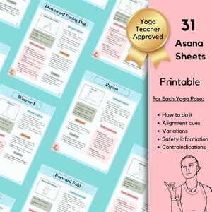 Yoga Pose Sheets for Beginners | Yoga Cards | Asanas | Information | Printable | Yoga Teacher