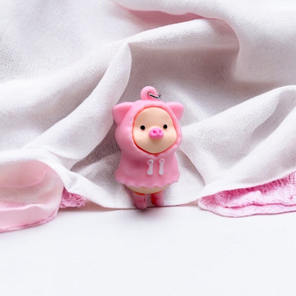 Pendentif Silicone Gel Silice | Cochon Mignon Sweet Capuche | Mignon | Bande Dessinée | Kawaii