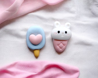 Boucles d'oreilles | Lapin Gourmand | Glace au Chocolat Magnum Ice Cream | Kawaii Mignon