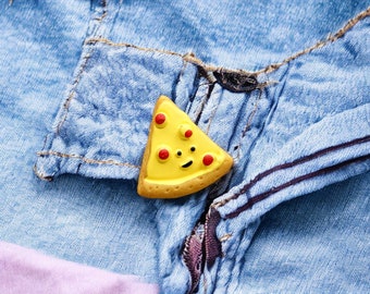 Broche de alfiler | Pizza de pepperoni de resina | Rebanada de pizza | Humor lindo | kawaii