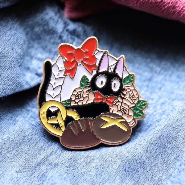 Pin's Broche Email | Kiki La Petite Sorcière | Chat Noir Boulangerie | Jiji | Kawaii | Mignon Dessin Animé