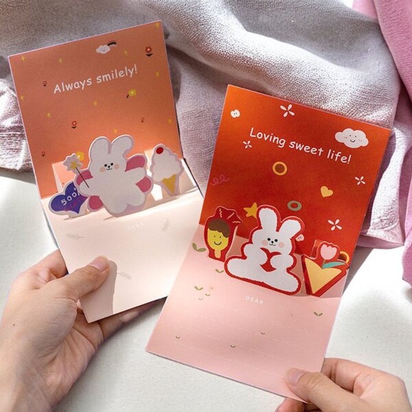 Cartes de Voeux avec Enveloppe | Animaux | Papeterie | Style Kawaii | Accessoires | Courrier | Mignon