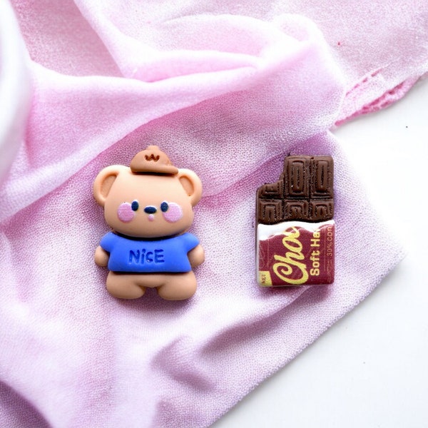 Boucles d'oreilles | Ourson Gourmand | Barre de Chocolat | Kawaii Mignon