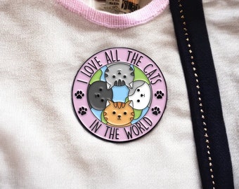 Email Brooch Pin | I love all the cats in the world | Love all the Cats | Cute Club | Kawaii