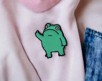 Pin's Broche Email | Grenouille Doigt d'honneur | Fuck | Humour | Kawaii | Mignon