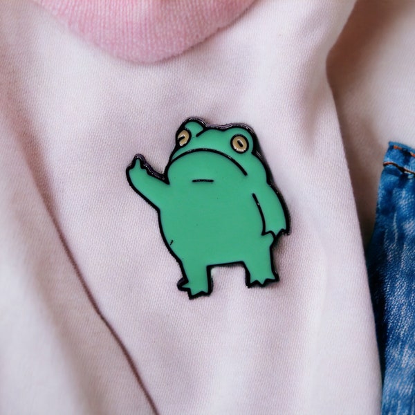 Pin's Broche Email | Grenouille Doigt d'honneur | Fuck | Humour | Kawaii | Mignon