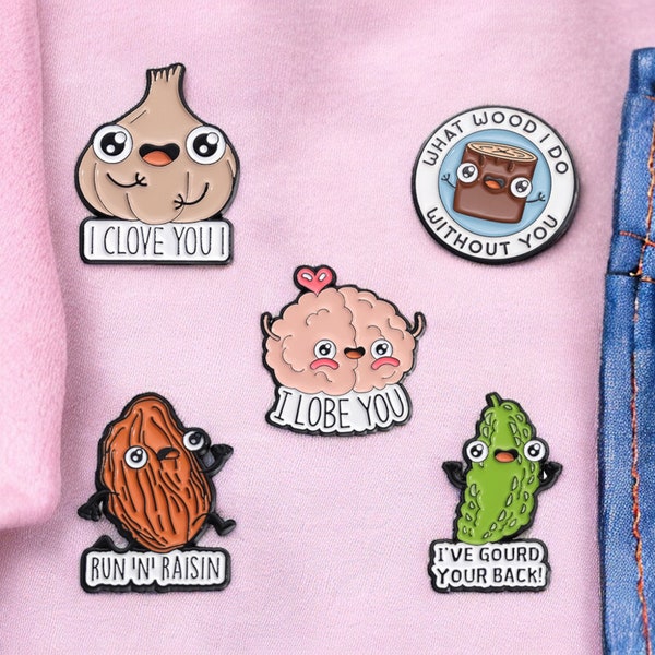 Pin's Broche Email | Légumes, Bois , Cerveau | Jeu de mot | Kawaii | Fun | Humour