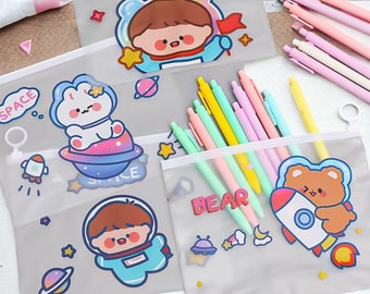 Clear Zippered Stationery Bag | Storage or Pencil Case | Astronomy | Kawaii | Cute