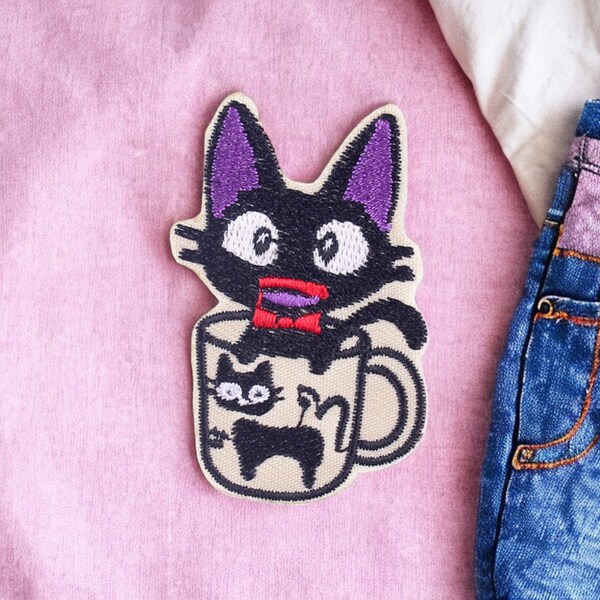 Embroidery Fabric | Kiki The Little Witch Iron-on Patch | Chat Noir Bakery | Jiji | Kawaii | Cute Cartoon