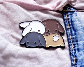 Email Brooch Pin | Stack of Rabbits | Rabbit Cuddles | Cute | Kawaii