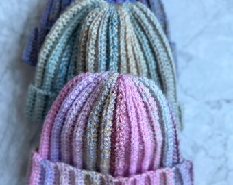 Beanies, Beanie hats , crochet chunky ribbed beanie for adult