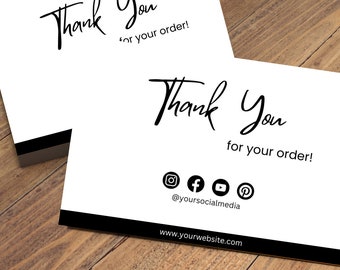 Thank You Card, Editable Template, Small Business Leaflet Card, Printable Thank You for Your Purchase Card, Canva Template, 900 x 600px