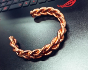 Pulsera de cobre trenzado hecha a mano: Brazalete curativo trenzado