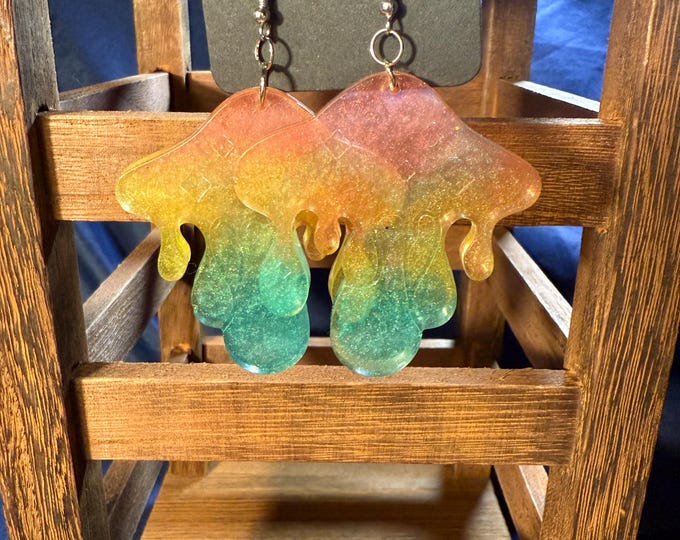 Rainbow Mushroom Earrings