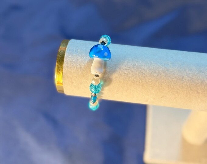 Blue Glass Mushroom Bracelet
