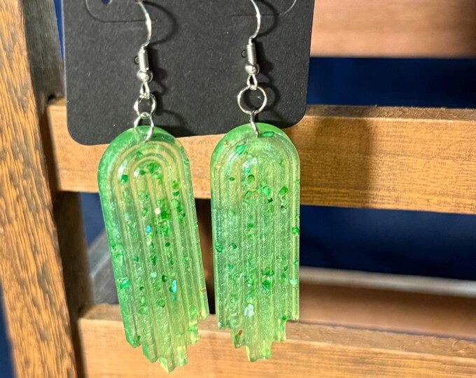 Green Arch Shaped Earrings