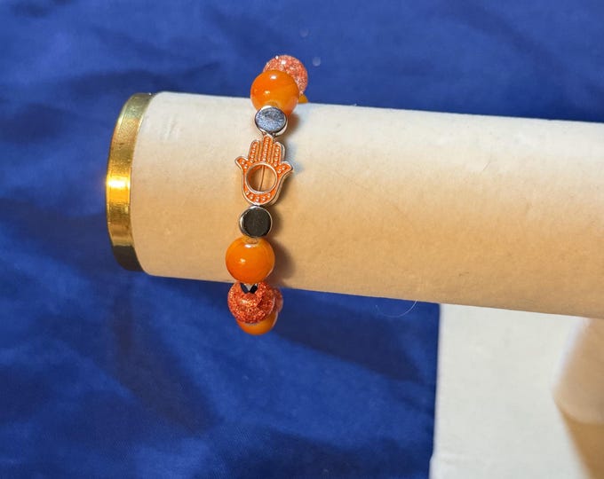 Orange Hamsa hand bracelet
