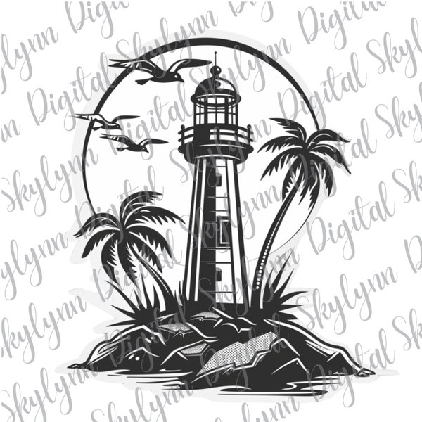 13 Black and White Lighthouse images,  printable, project, digital scrapbook, digital download