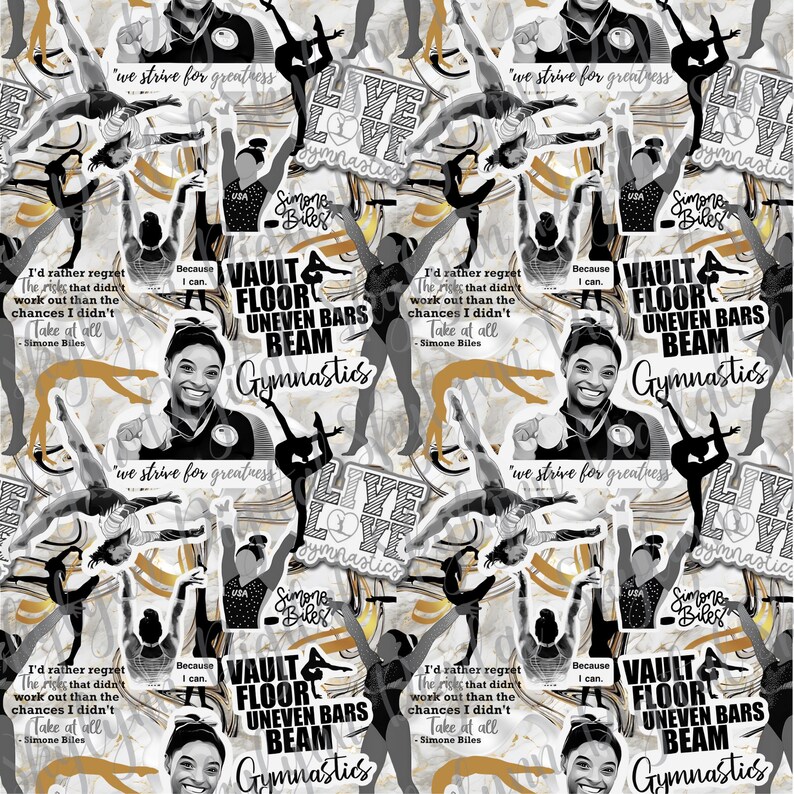 American Olympic Gymnast Seamless Design in Color and Black & Gold ...