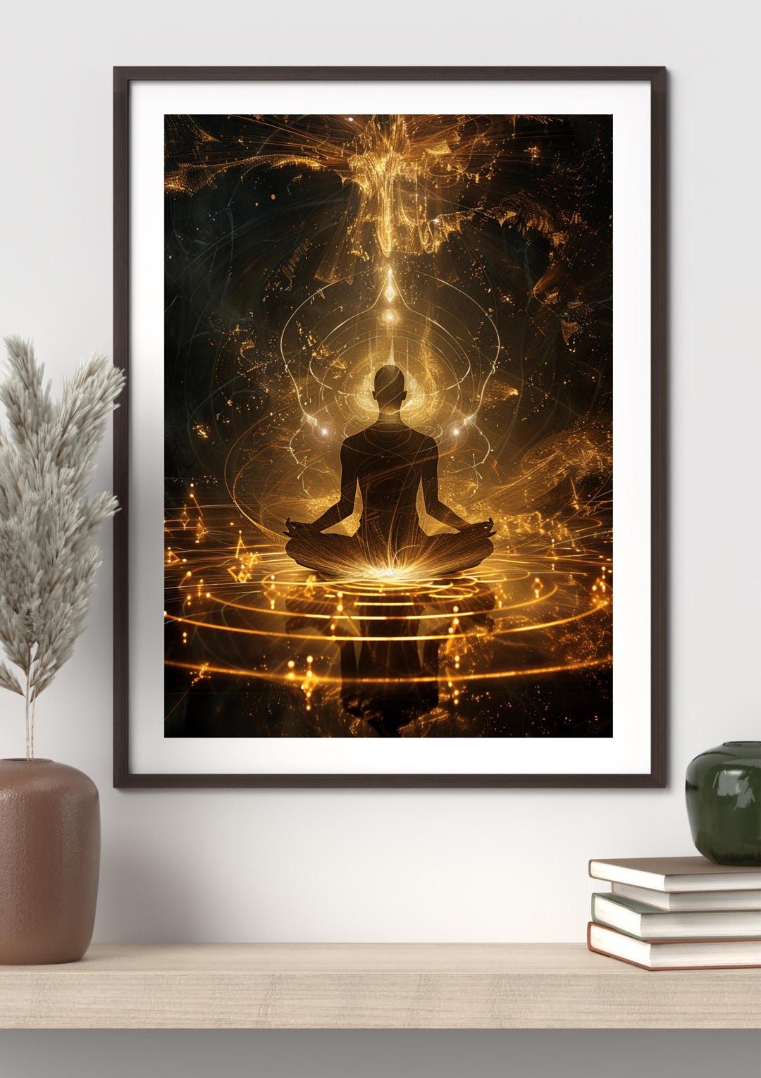 Golden Meditation Art Print: Spiritual Zen Wall Decor - Etsy