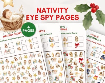 Christmas Eye Spy Activity Pages | Nativity I Spy For Kids | Christian Xmas Activities | Sunday School | Quiet Activity | Christian Games