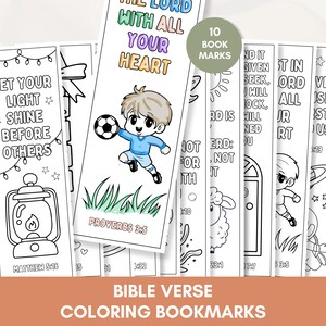 10 Bible Verse Bookmarks for Kids to Color, Scripture Book Mark Homeschool Printable, Sunday School Colouring, Preschool Coloring Activities