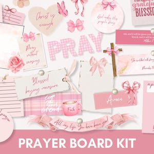 Printable Pink Prayer Board Starter Kit | Aesthetic Girls Vision Board | Bible Verses Wall Collage | Prayer Requests | Prayer Journal