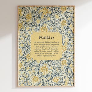 The LORD Is My Shepherd, Psalm 23 Vintage Wall Art Print | Modern Christian Wall Art | Bible Verse Print | Floral Printable Scripture Poster
