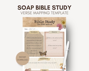 Bible Verse Mapping | Soap Bible Verse Study | Bible Study Template | Printable Bible Reading Template | Scripture Mapping  | SOAP Method