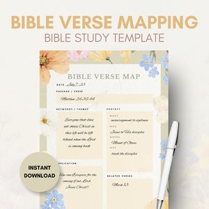 Floral Bible Verse Mapping | Bible Verse Study | Bible Study Template | Printable Bible Reading Template | Scripture Mapping Guide