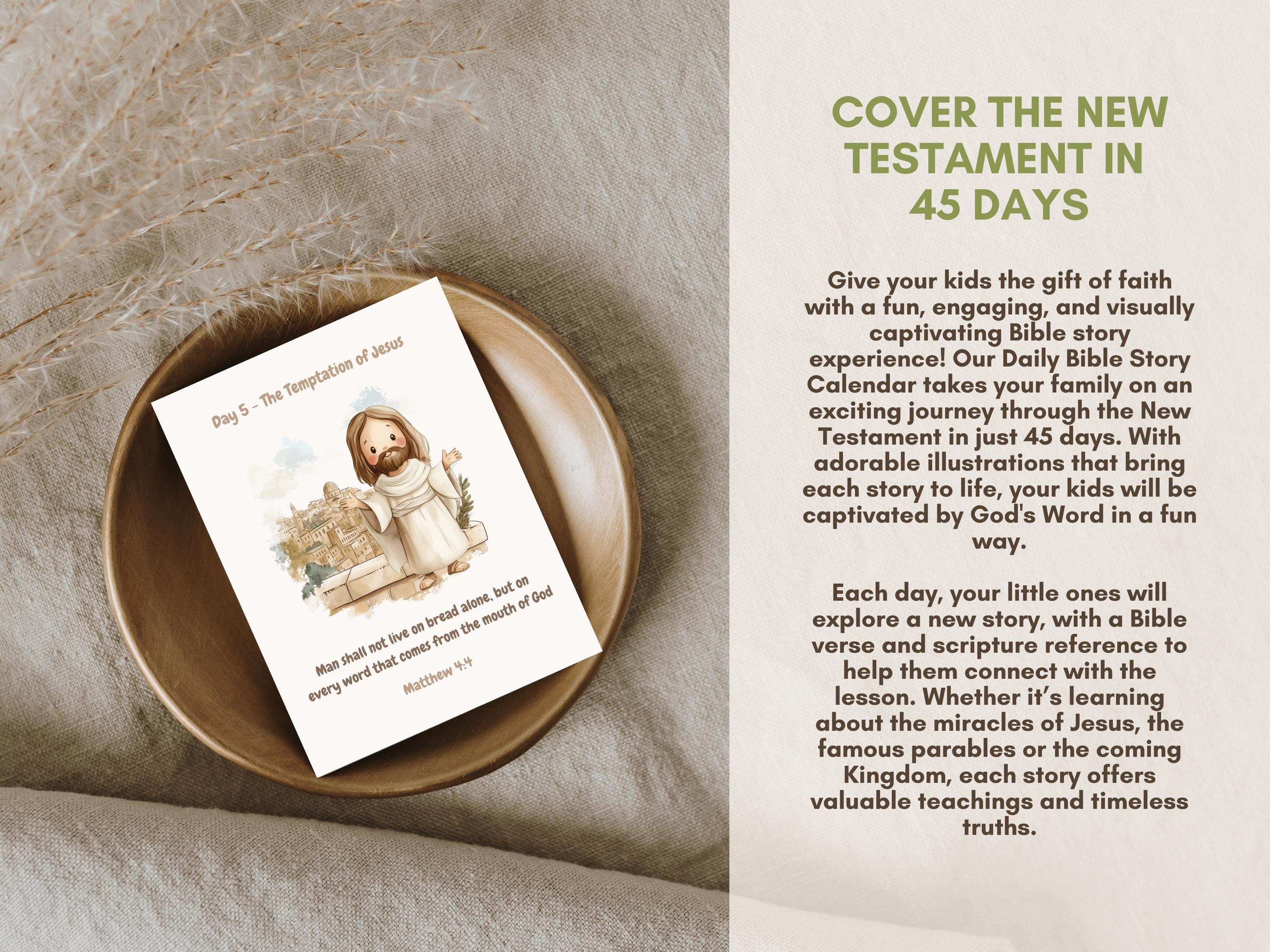 Daily Bible Story Calendar for Kids | Bible Verse Cards | Printable New ...