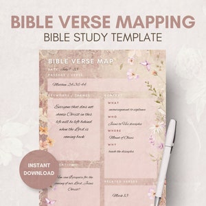 Floral Bible Verse Mapping | Bible Verse Study | Bible Study Template | Printable Bible Reading Template | Scripture Mapping Guide