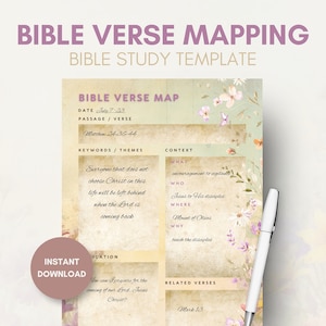 Floral Bible Verse Mapping | Bible Verse Study | Bible Study Template | Printable Bible Reading Template | Scripture Mapping Guide