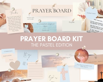 Prayer Board Kit | The Pastel Edition | Printable Prayer Vision Board Kit | Bible Verses Wall Collage | Prayer Cards | Prayer Journal