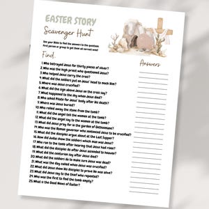 Ostergeschichten Bibel Schnitzeljagd für Kinder | Kirche Gruppenspiel | Druckbare Sonntagsschule Aktivität | Spiel zur Karwoche | Bibel Quiz Spiele