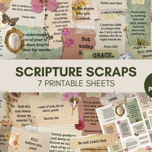 Druckbare Schrift-Scraps | Junk Journal | Glaube Etiketten Digital | Gebetsbrett zum Ausdrucken | Digitaler Download | Cricut, Fussy Schnitt